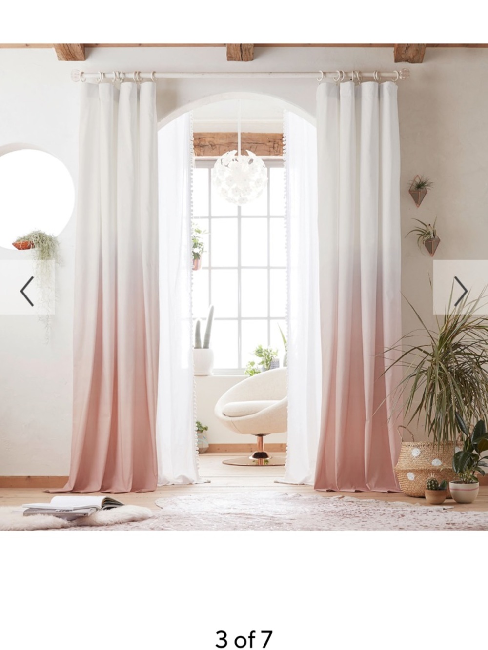 Pottery Barn Teen Pink-to-White Ombre Curtain Panels (2) 52x96